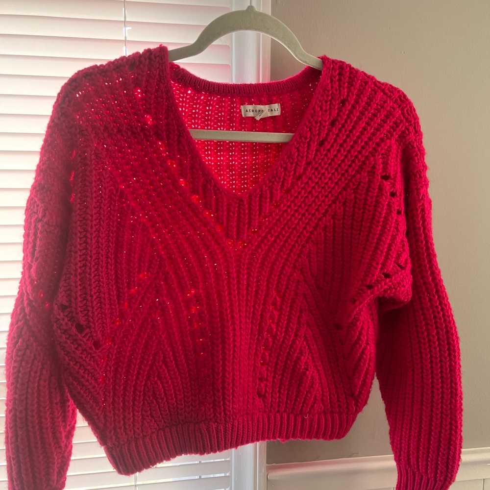 Aeropostale Vibrant Pink V-Neck Sweater